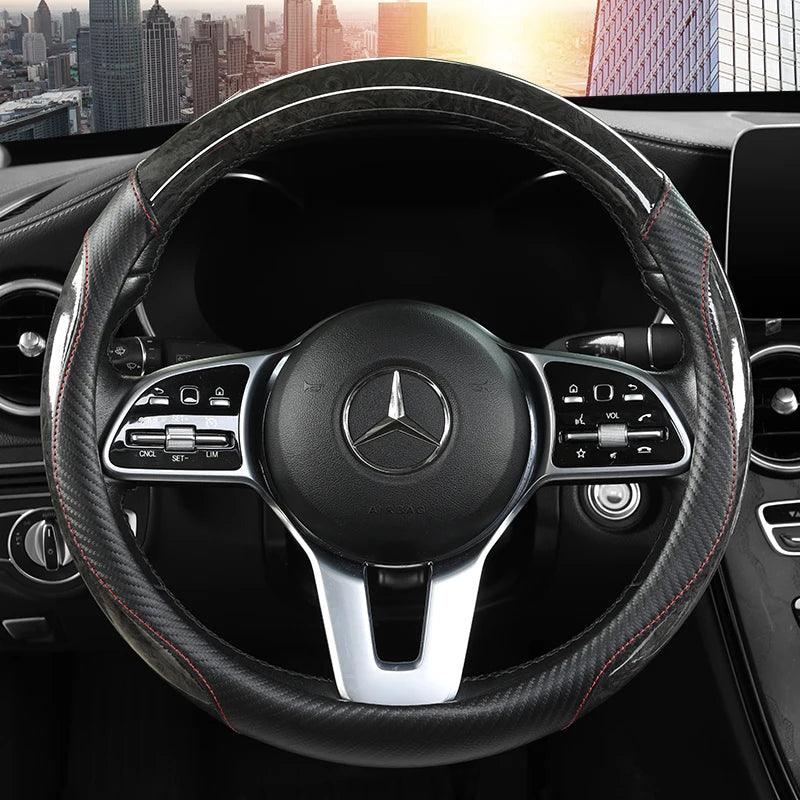 Peach Wood Grain Car Steering Wheel Cover Non-slip Four Seasons General Motors Handle Cover Fits 14.5-15" Steering Wheels