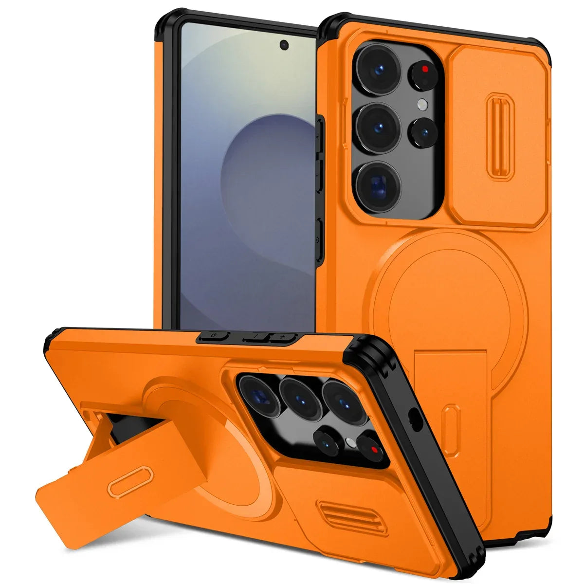 Lens Protect Camera Phone Case for Samsung S25 FE S26 S24 Ultra S23 Plus A37 A57 A17 A36 A56 A16 A55 Magnetic Kickstand Cover