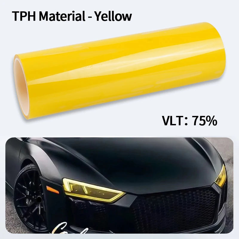 Car Headlight & Taillight Smoke Wrap Film – Black TPH PU PPF Protective Sheet