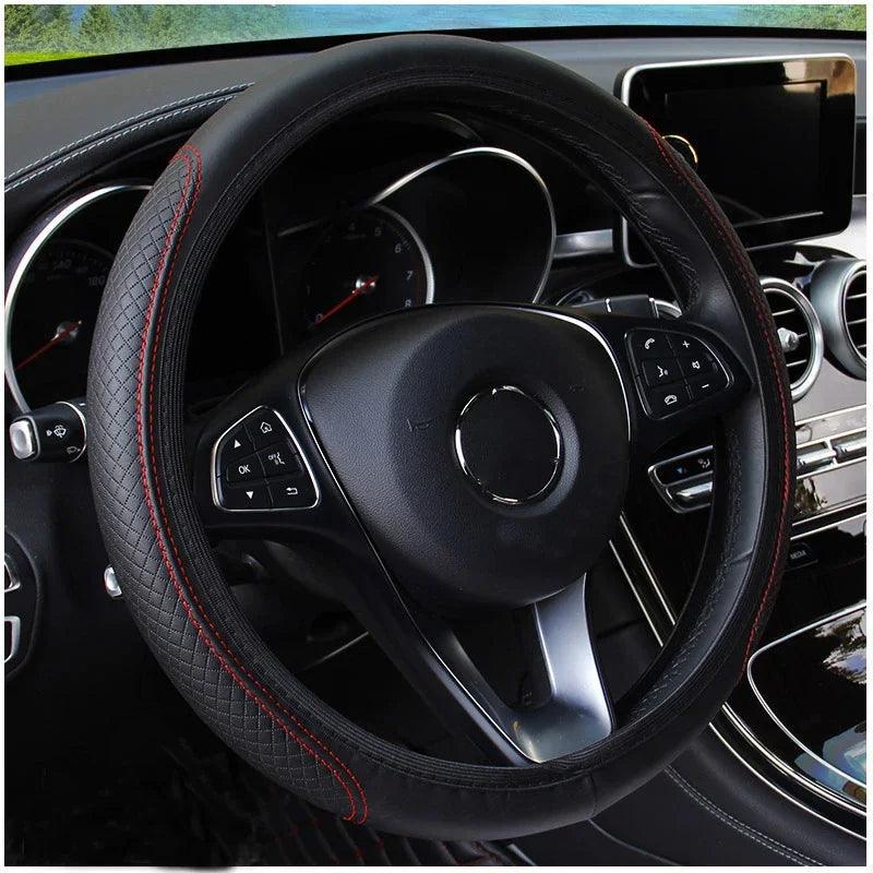 37-39cm Car Steering Wheel Cover Skidproof Auto Steering- Wheel Cover Anti-Slip Embossing Leather Car-styling Car Accessories