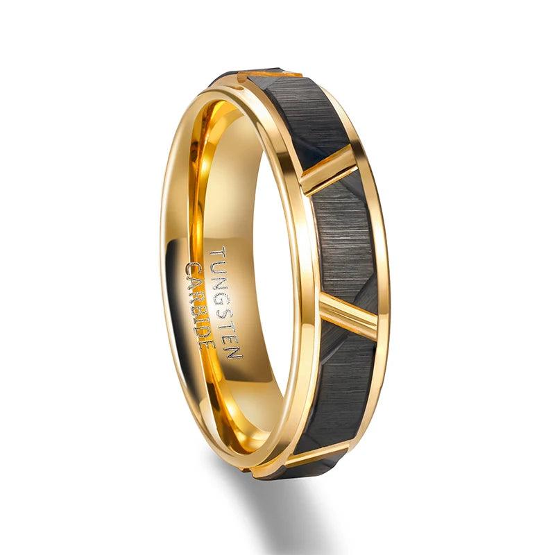 Tigrade Men's Tungsten Wedding Band – Brushed Beveled Edge