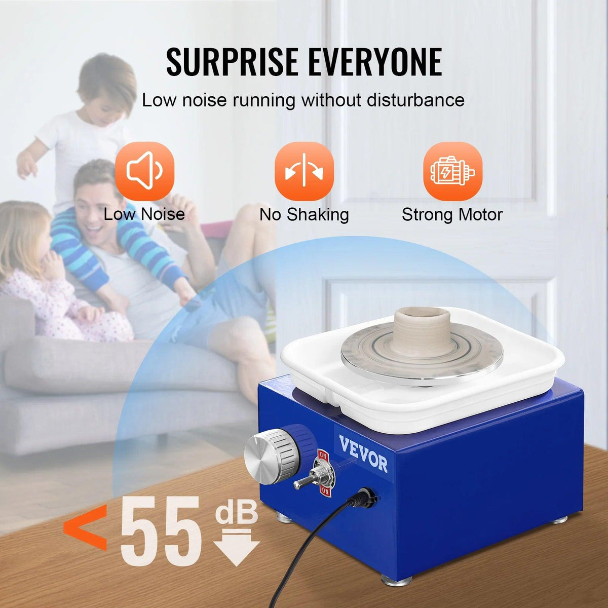 SucceBuy Mini Pottery Wheel – 2 Turntables, 0–300RPM, 30W