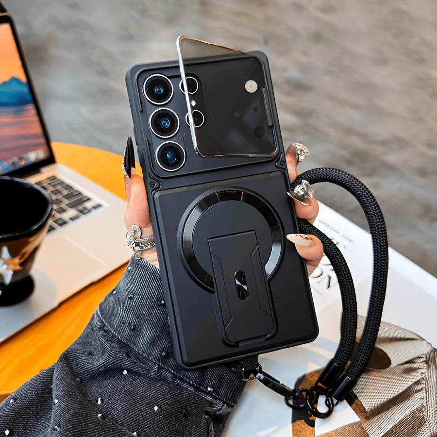 Multi-functional strap/lanyard, lens protection, dual-stand magnetic phone case for Samsung Galaxy S26 S25 24 S23 Ultra A16 A17