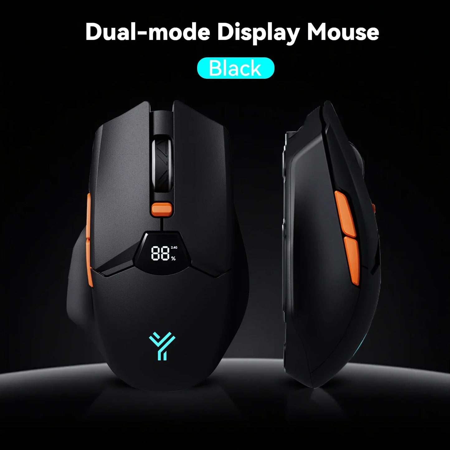 Wireless Mouse 2.4G & Bluetooth, 6-Level DPI (800 to 6400), 600mAh Battery, Ergonomic Design for PC/Laptop, Black & Grey White