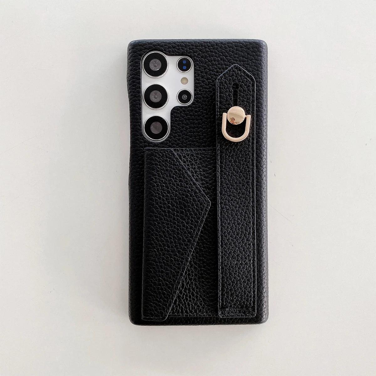 Luxury PU Leather Wrist Strap Wallet Case For Samsung Galaxy S25 S24 S23 S21 S20 FE S22 Plus Note 20 Ultra A52 A53 A54