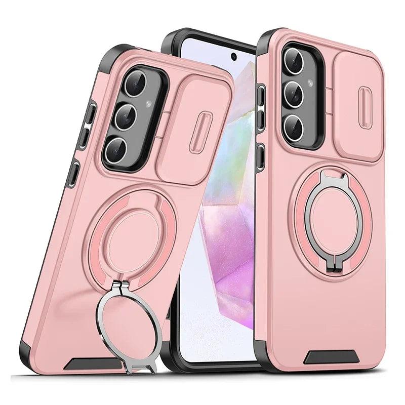 Case For Samsung Galaxy S26 S25 S24 S23 S22 S21 Ultra Plus S25 Edge S25FE S24FE Slide Camera Protect Magnetic holder Armor Cover