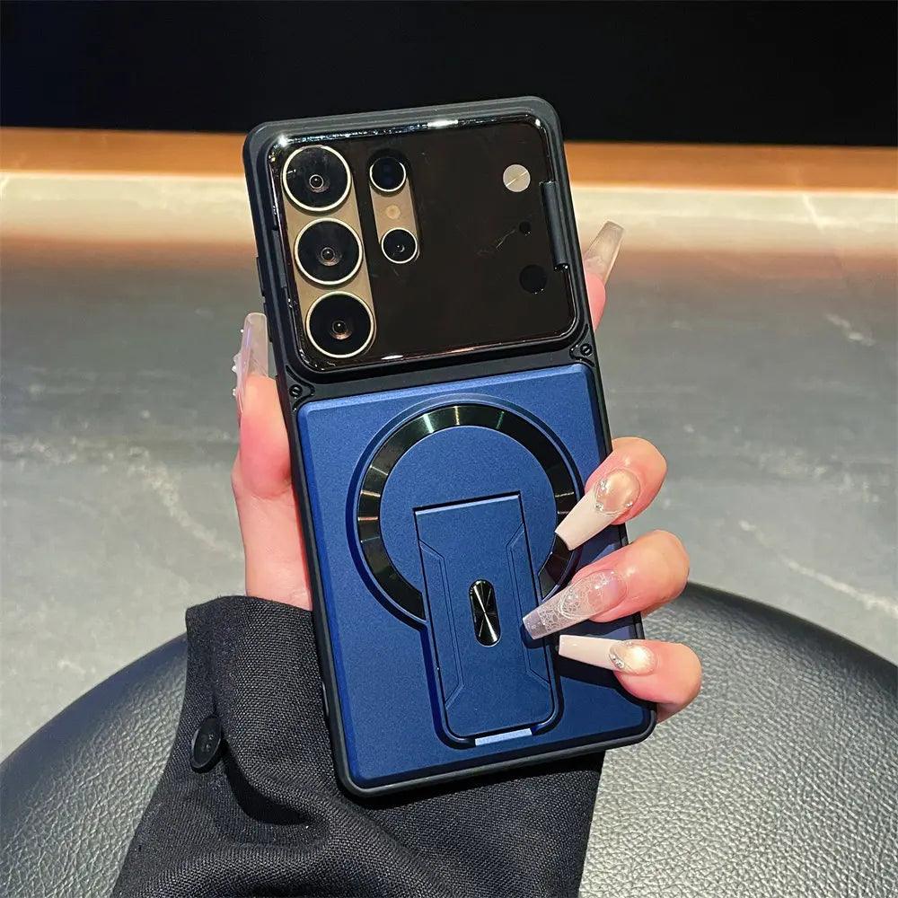 Luxury Invisible Kickstand Magnetic Case for Samsung Galaxy S26 S25 S24 S23 Ultra A57 A56 A37 A36 A17 A16 Lens Protection Cover