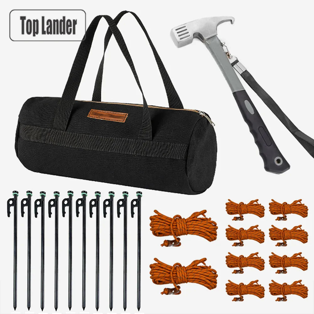 Camping Gear Storage Bag Forged Pack 30cm Tent Stakes Pegs Ropes Hammer Accessories Organizer Carry Bag Outdoor Camping Hiking
