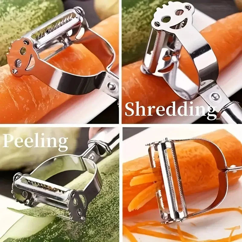 1PC Stainless Steel Vegetable Peeler, Multi-Function Julienne Slicer & Shredder for Potato Carrot, Kitchen Gift