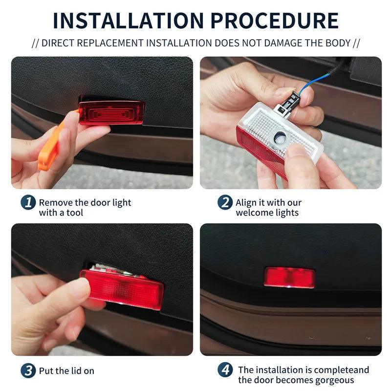 2Pcs LED Projector Lamp Car Door Light Accessories For Mercedes Benz A B C M ML GLE GLC GLA GLS E Class W176 W205 W166 W212 X253