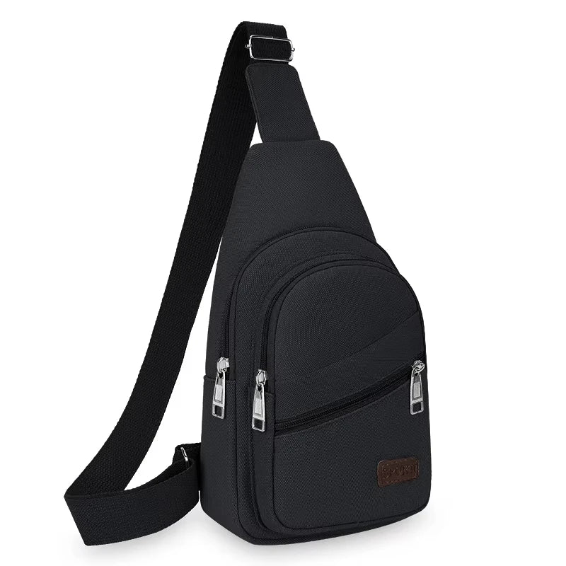 Men'S Chest Bag Retro Canvas Waterproof Shoulder Bag Large Capacity Multi Pocket Crossbody Bag Outdoor Sports Travel Chest Pack