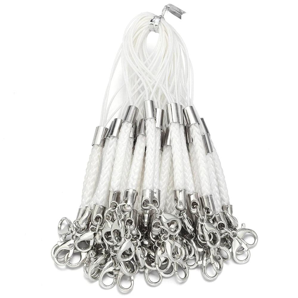 10/20pcs Keychain Rope with Lobster Clasp Jump Rings Lanyard Lariat Strap Cord For DIY Phone Case Decoration Making Supplies