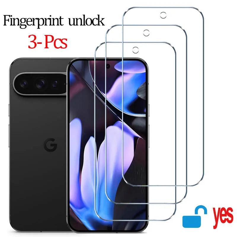 Fingerprint Unlock Glass for Pixel 9 Pro 10 8A 9A 10A 7A 8 Pro Screen Protector Pixel 9 Pro XL Tempered Glass for Google Pixel 9