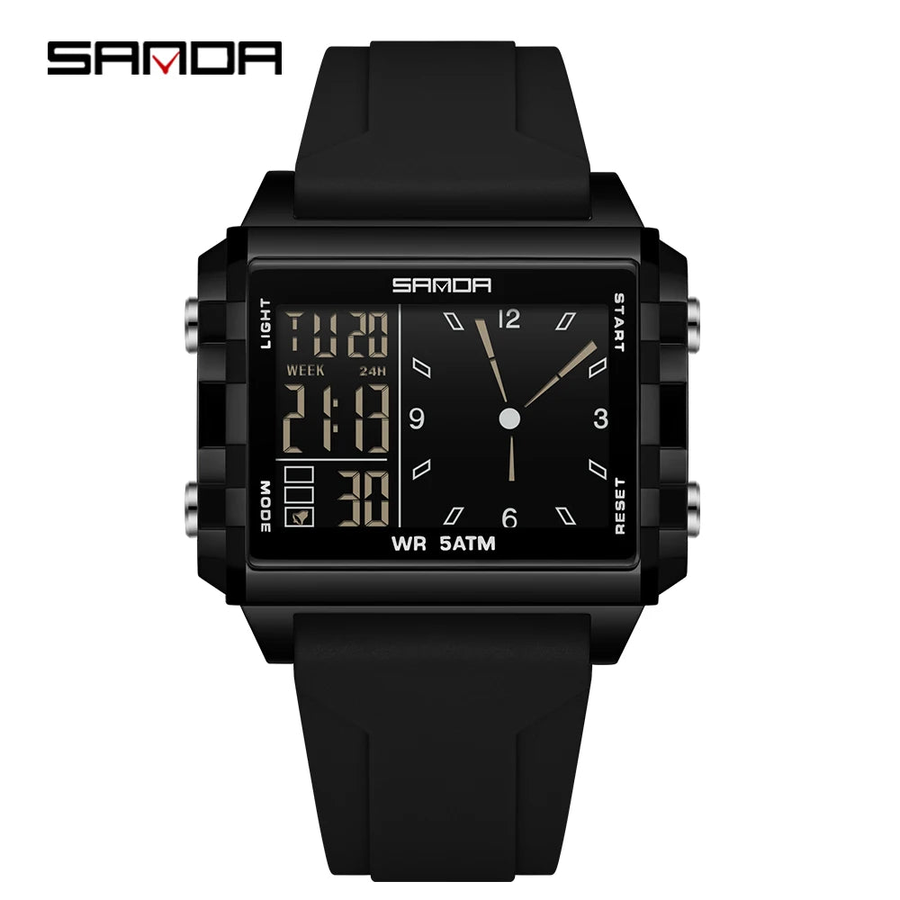 SANDA 6273 Fashion Electronic Watches for Man Luminous Calendar Waterproof Clock Outdoor Sports Casual Ladies Digital Wristwatch