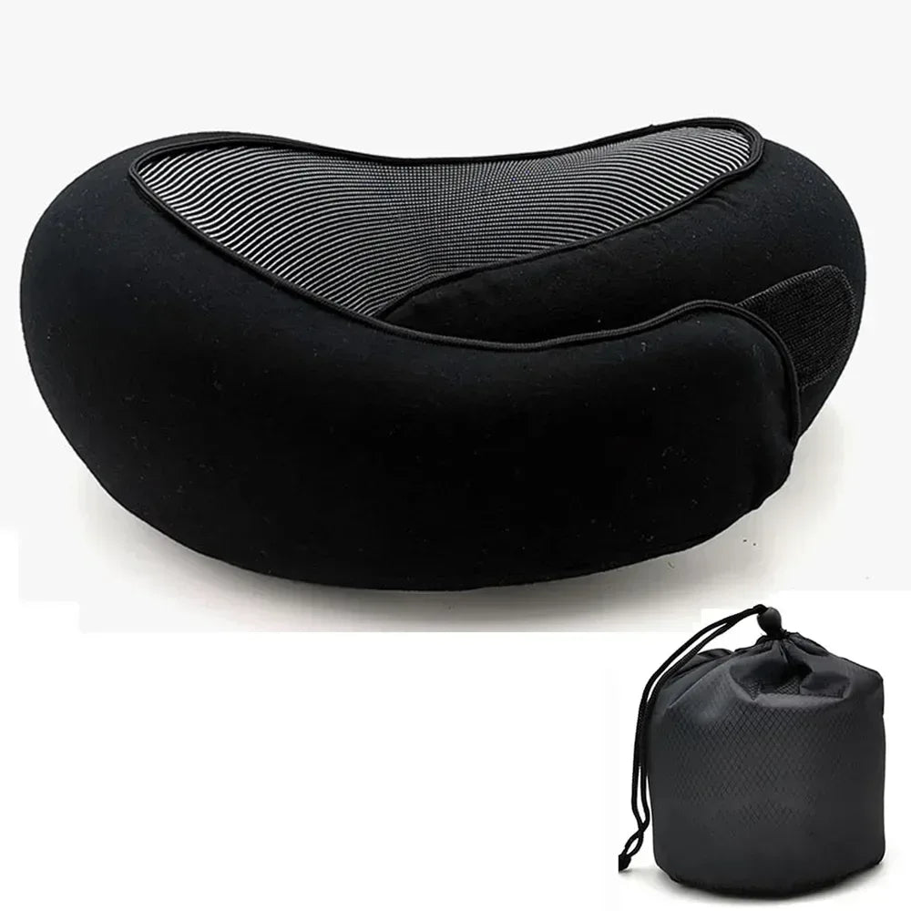 Travel Neck Pillow Memory Foam U-shaped Pillow Snail Style Travel Neck Support Portable Adjustable Soft Noon Break Sleep Pillows - Urbizia
