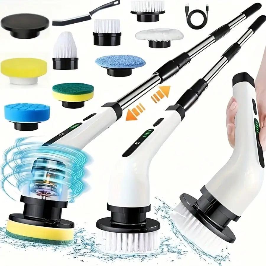 9 In 1 Electric Spin Scrubber Cordless Waterproof Cleaning Brush Multifunctional Tile Floor Tub Bathroom Kitchen Household Tool