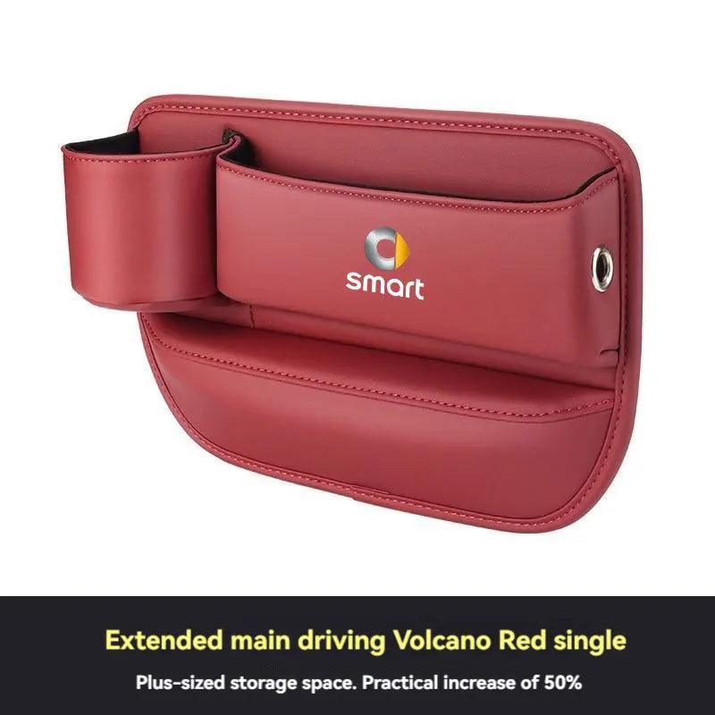 Leather Car Seat Gap Organizer Filler Side Storage Pocket With Cup Holder with logo For smart fortwo forfour 453 451 450 Car
