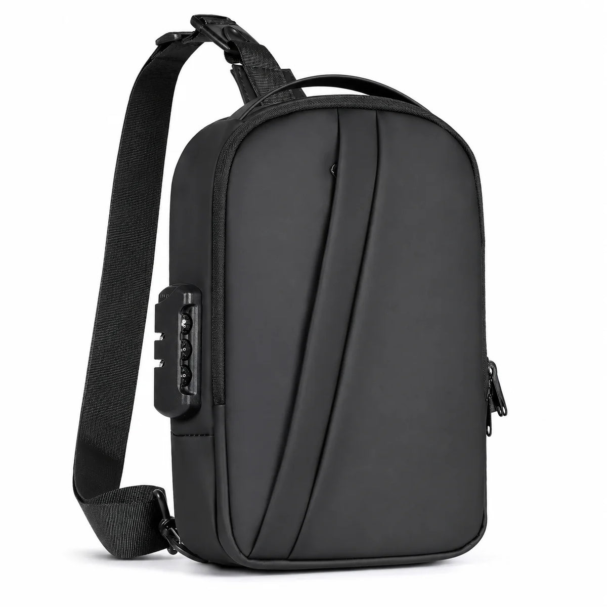 Men Anti Theft Sling Backpack with Combination Lock USB Port, Water Resistant Crossbody Chest Bag for Travel and Commuting