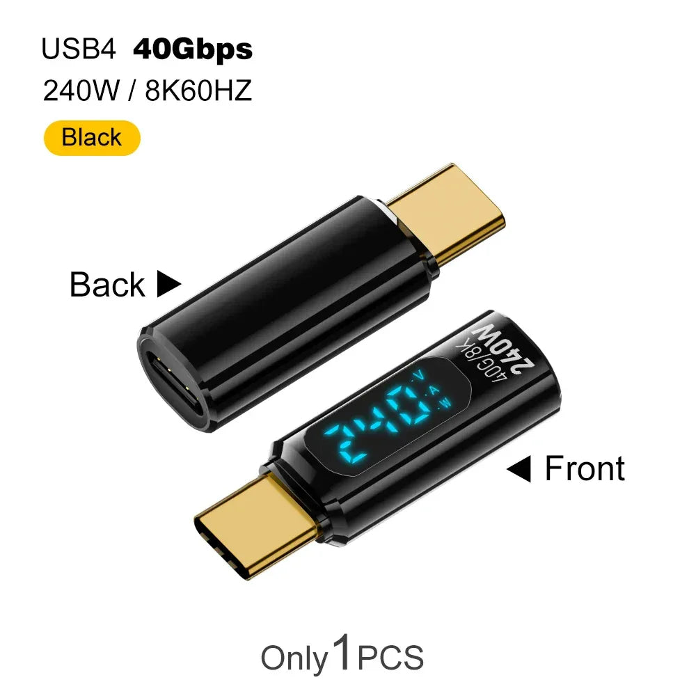 USB4 Type-C 40Gbps Adapter with Digital Display 240W 8K