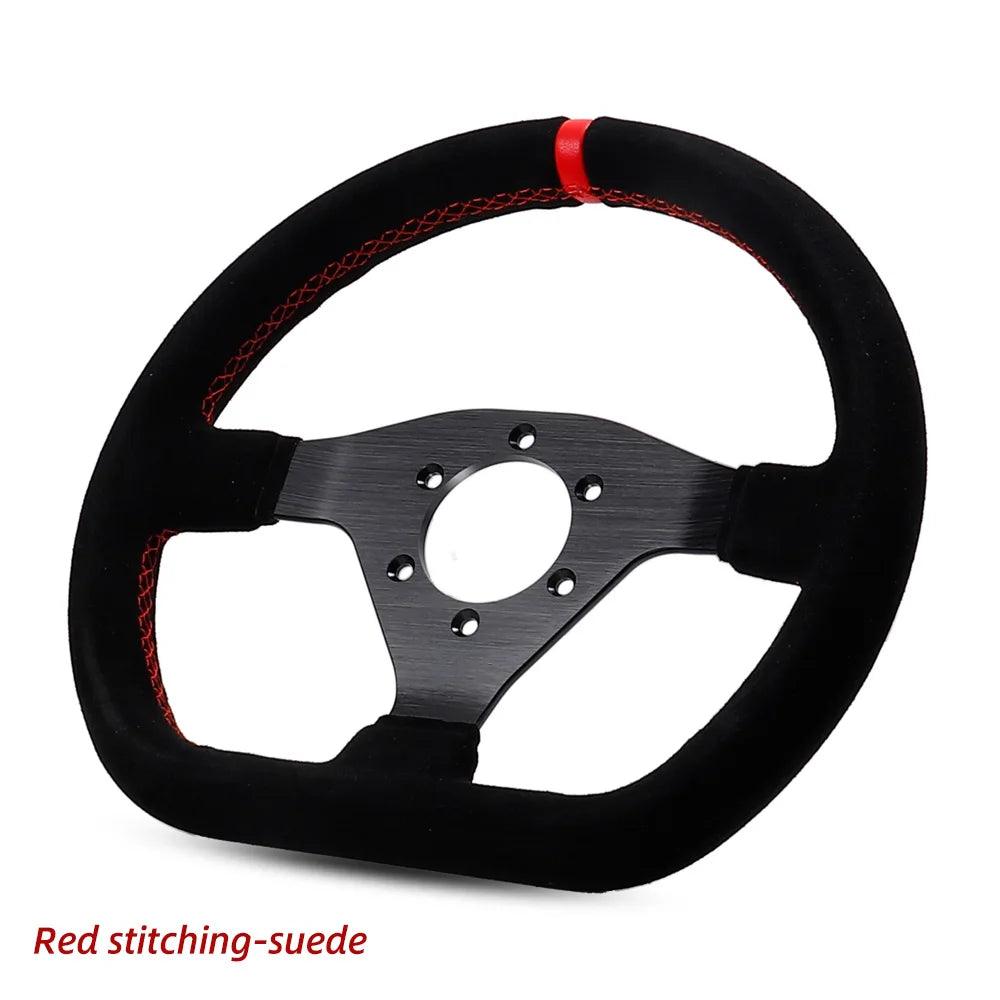 300mm Racing Steering Wheel Flat Suede Car Drift Pc Game Wheels Control Universal PCD-70mm