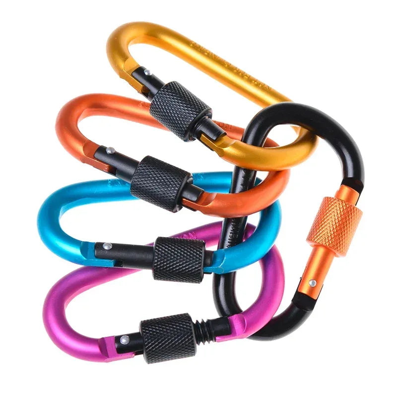 Aluminum Screw Gate Carabiner Clips Set for Outdoor Gear - Urbizia