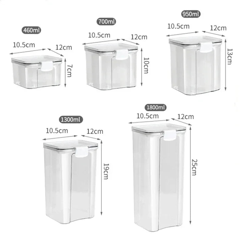Airtight Kitchen Storage Jar Set – 5 Size Grain Containers