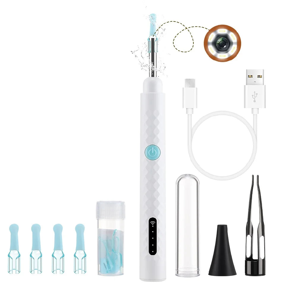 Electric Visual Ear Cleaner with Tweezers 2 in 1 Ear Wax Removal Tool with Camera Rechargeable Ear Pick for Adults Kids Black