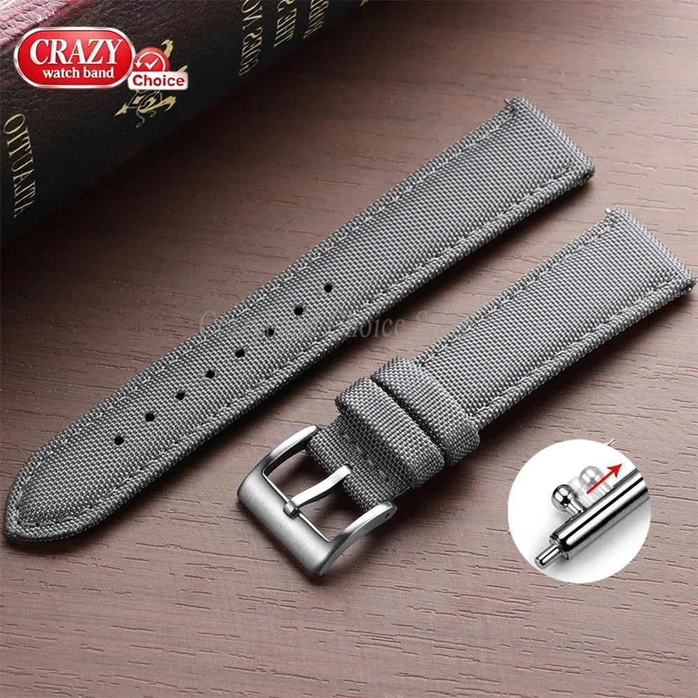 20mm 22mm Waterproof Sailcloth Watch Strap Two-Sided Nylon Watchband Quick Release Band Universal Sport Belt for Men Bracelet