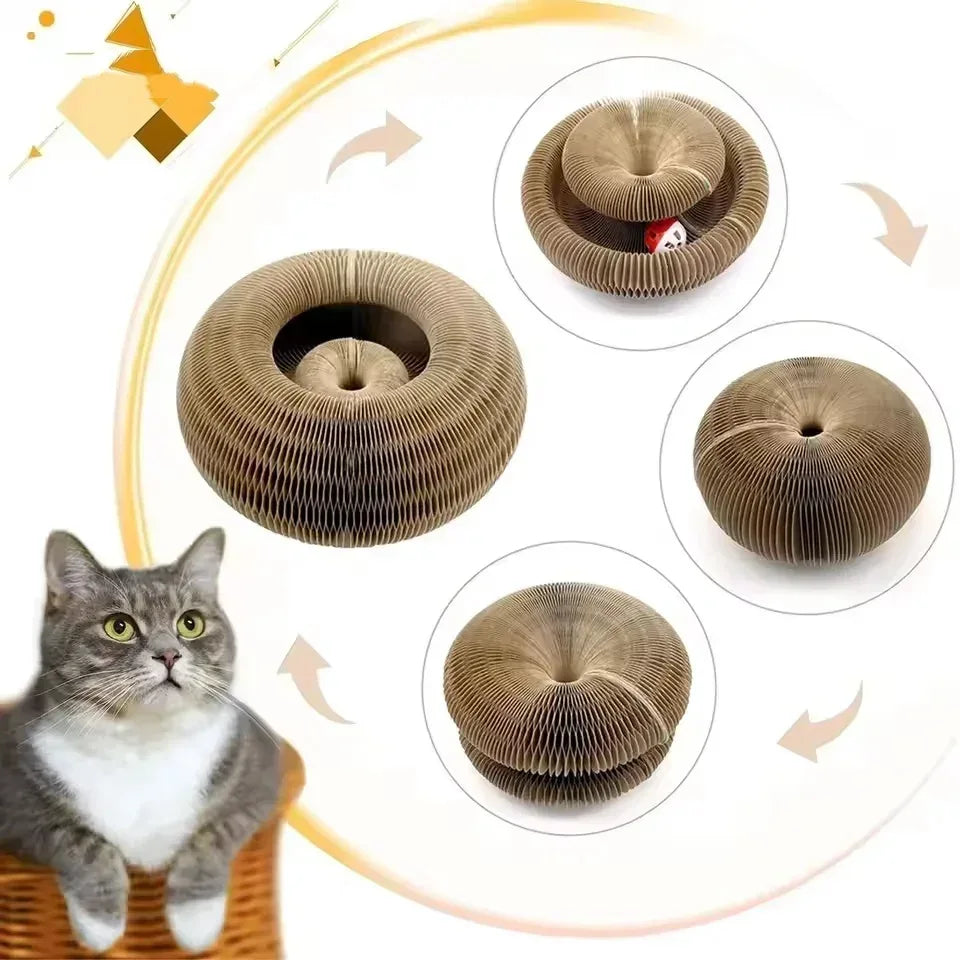 Magic Cat Scratch Organ Board Cat Toy with Ball Cat Grinding Claw Cat Climbing Frame Kitten Round Corrugated Cat Scratching Toy - Urbizia