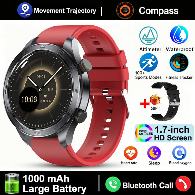 New GPS Track Smart Watch Men AMOLED Screen Outdoor Sports Fitness Heart Rate Compass IP68 Waterproof Bluetooth Call Smart Watch