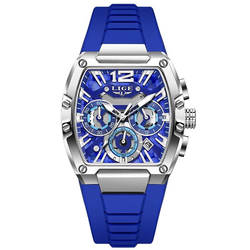 LIGE Original Brand Fashion Mens Watches Sport Military Chronograph Calendar Silicone Strap Quartz Wristwatch Relogio Masculino