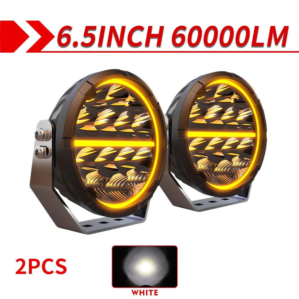 CO LIGHT LED Offroad Driving Lights 6.5 inch White & Amber DRL Spot-Flood Combo 60000LM Auxiliary Work Pods Cubes Light for 4x4