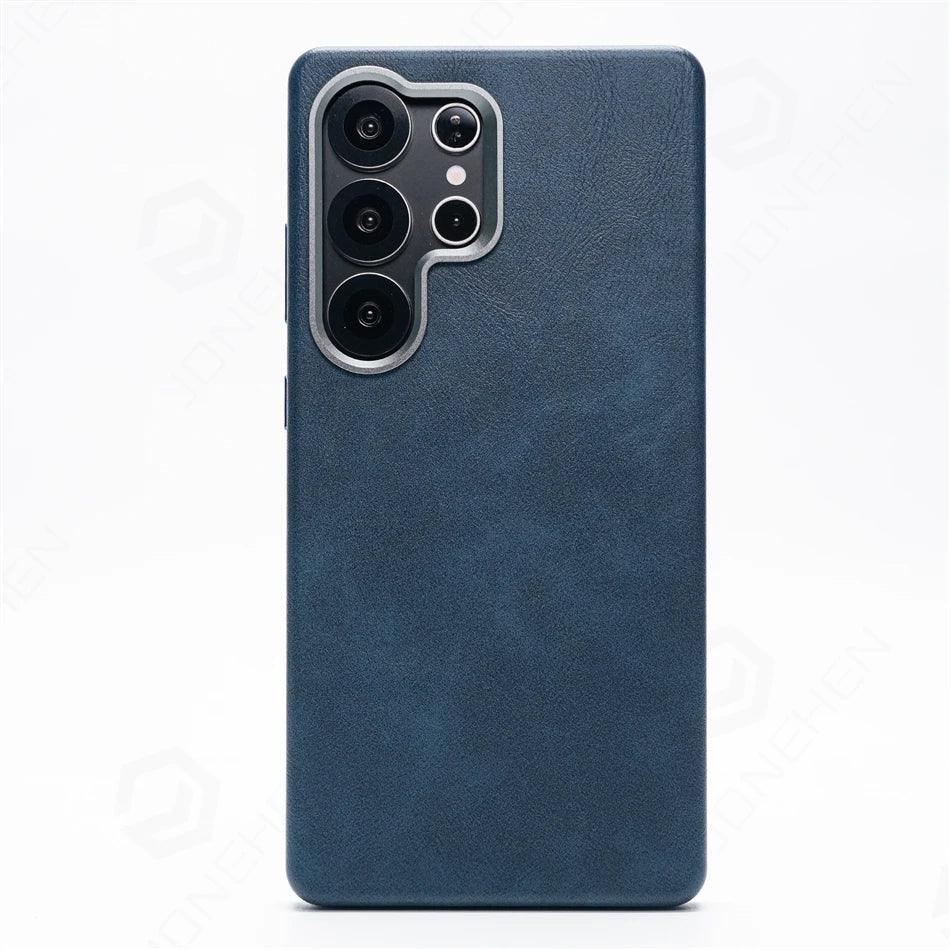 Retro Premium For Magsafe Leather Case For Samsung Galaxy S25 S24 S23 Ultra Luxury Magnetic Metal Lens Ring Shockproof Cover Bag
