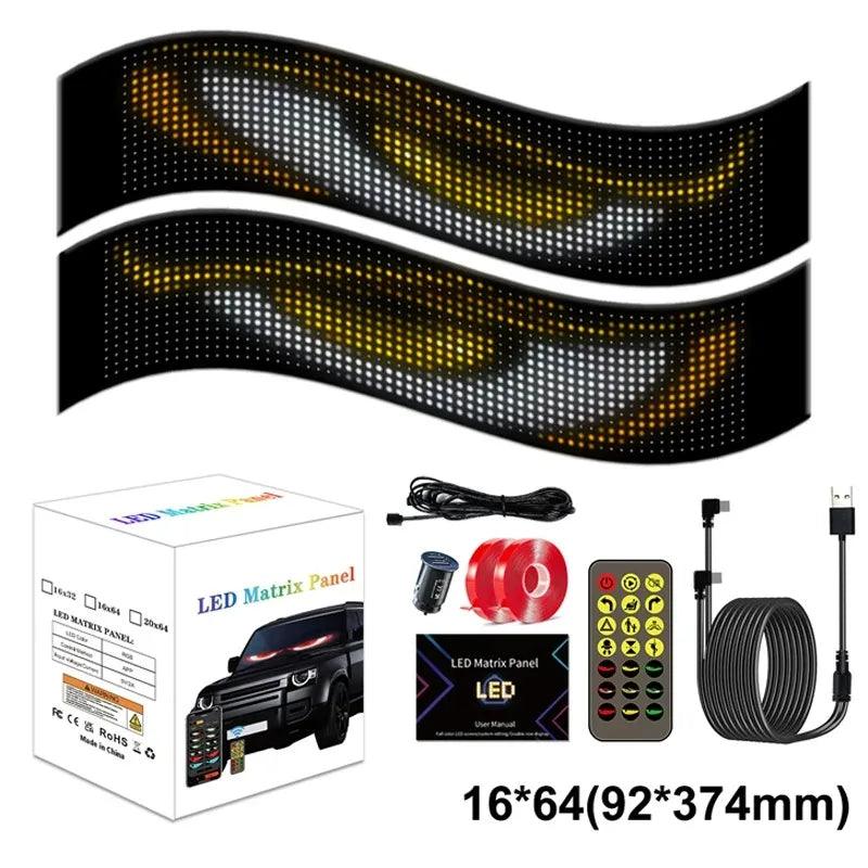 Multifunctional Bright Devil Eyes LED Light for Car Windshield Flexible Programmable Scrolling LED Display Bluetooth APP Control