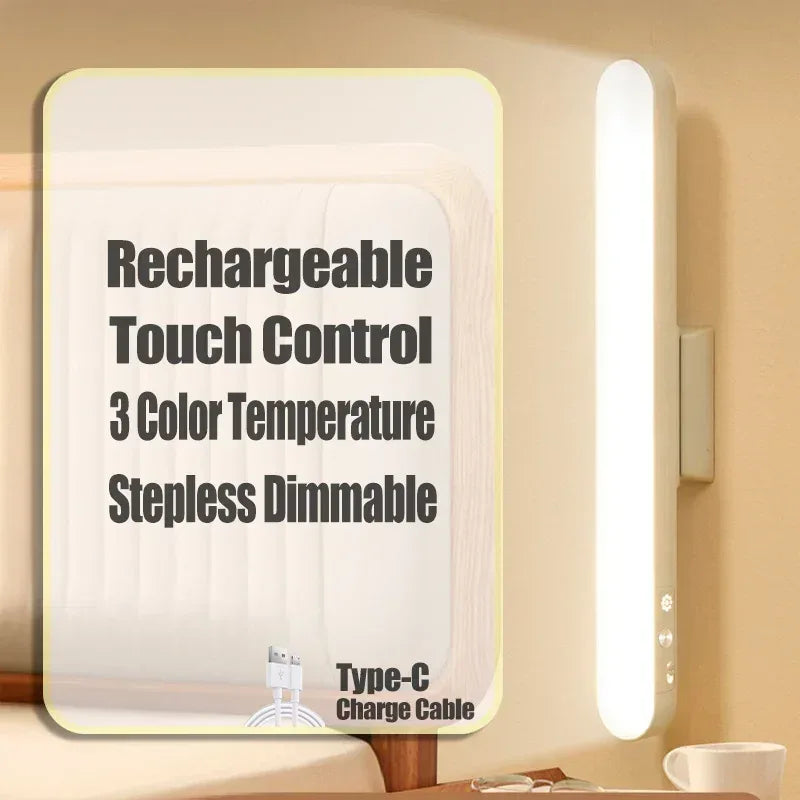 LED Table Lamp Magnetic Hanging USB Rechargeable Desk Lamp 3 Color Reading Light Dimmable Cabinet Closet Wardrobe Night Light - Urbizia