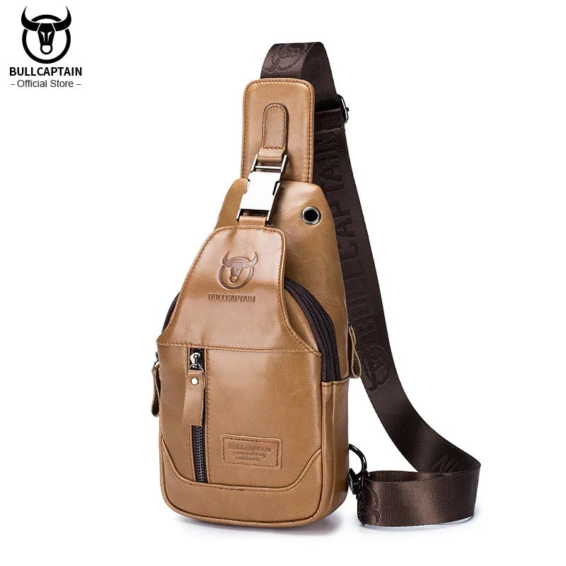 BULLCAPTAIN Genuine Leather Crossbody Chest Bag