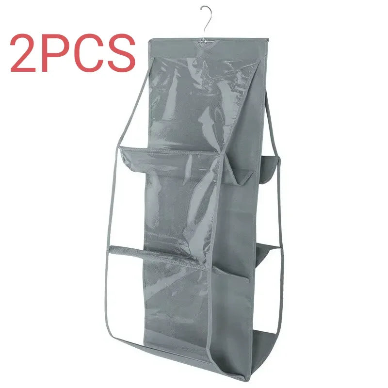 6-Pocket Hanging Handbag Organizer for Closet Storage