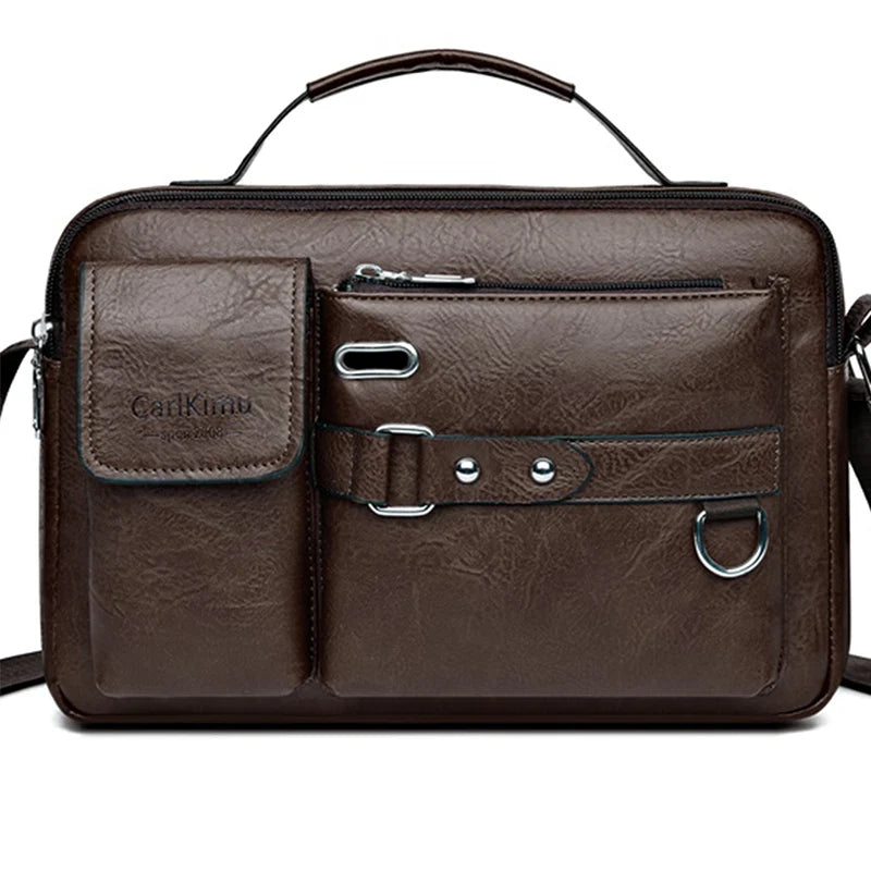Men's Retro Messenger Bag with Waterproof Design, Large Capacity Laptop Briefcase for Office Work, Travel and School