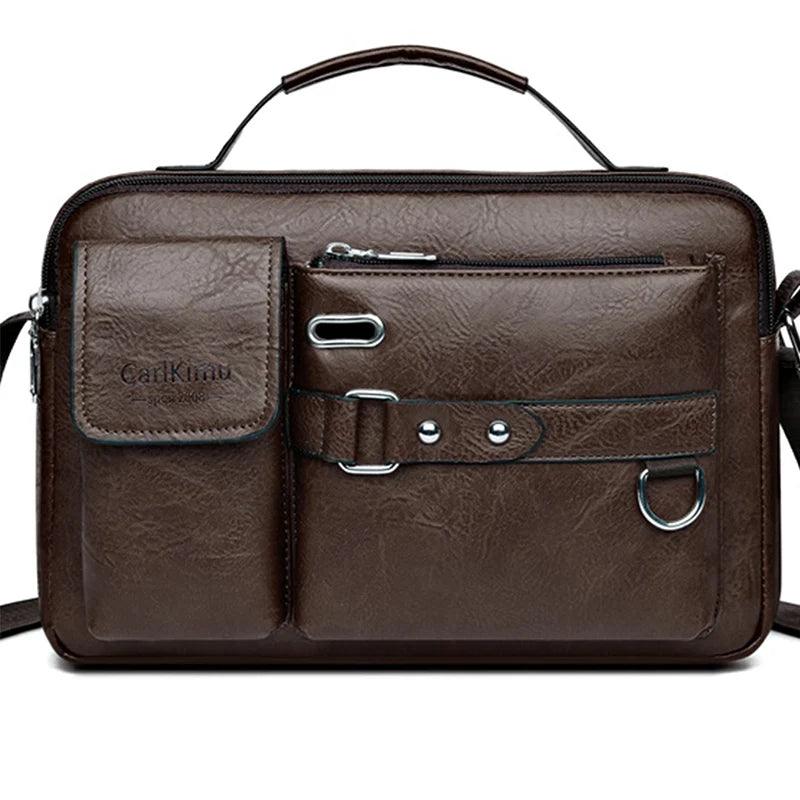 Men's Retro Messenger Bag with Waterproof Design, Large Capacity Laptop Briefcase for Office Work, Travel and School