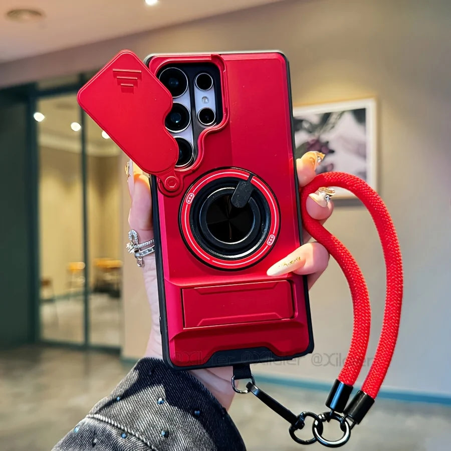for Samsung Galaxy S26 S24 S23 Ultra S25 Edge FE Multifunctional Phone Case. with Lanyard, Stand,for Car Mounts.