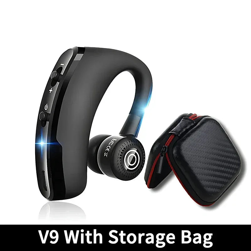 New V8 Wireless Bluetooth Single Earphone With HD Mic Stereo Headset Handsfree Call Business Headphone For Sports Driving Travel - Urbizia