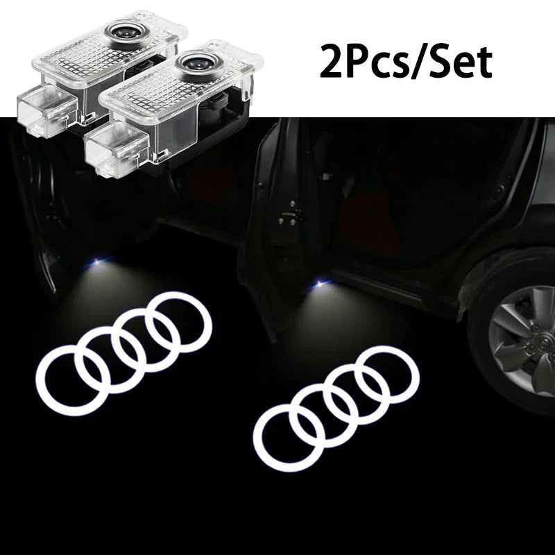 2Pcs LED Car Door Welcome Light HD Wireless Light Projector Lamps For Audi A3 A4 A6 A5 Q5 A1 Q7 Q6 Q3 Q2 Q8 A7 A8 TT S1 SQ5 RSQ3