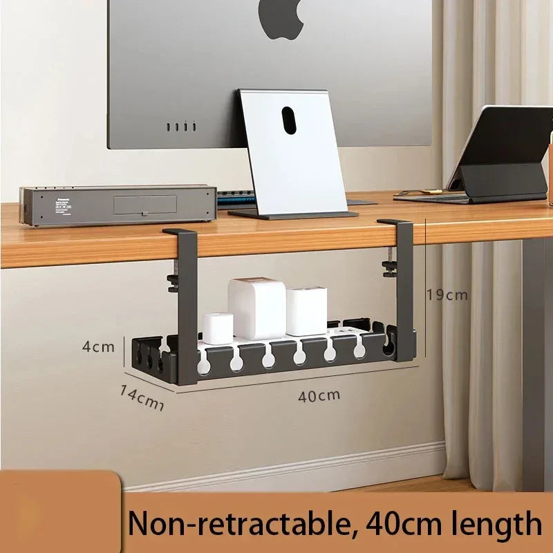 Under Desk Cable Management Tray,Extendable Sturdy Steel Under Desk Cord Hider Raceway,Power Strip Cord Holder Wire Management - Urbizia