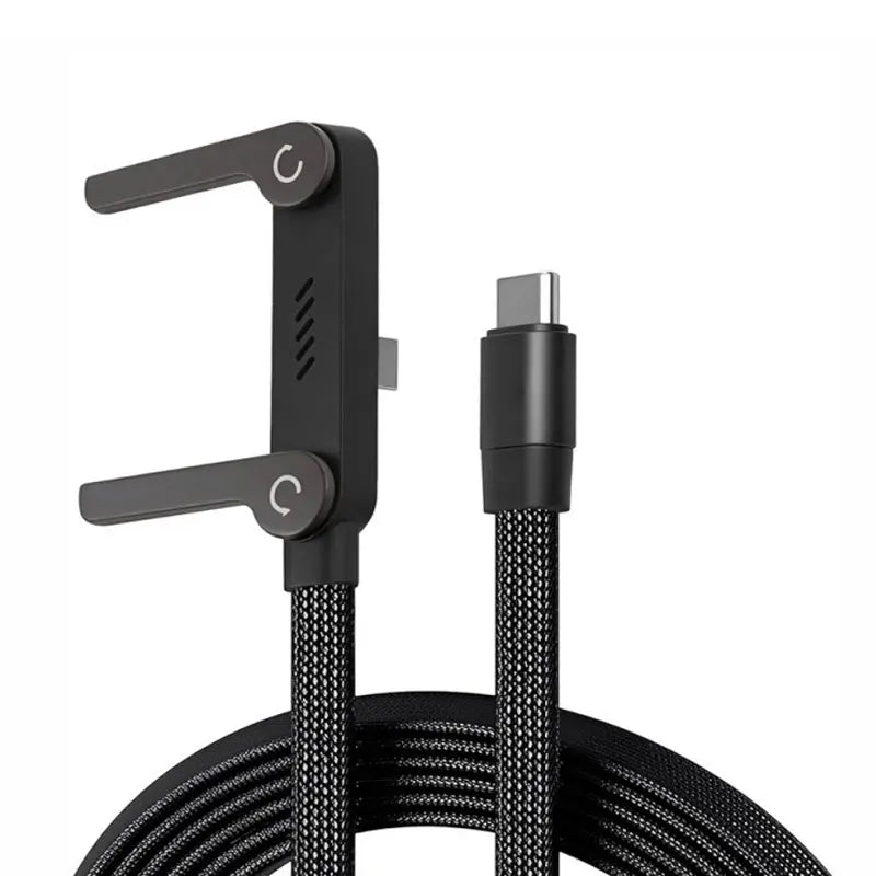 240W PD Fast Charging Type C to Type C Cable USB C to Type C Cable with Foldable Stand Phone Holder For iPhone 15 Xiaomi HUAWEI