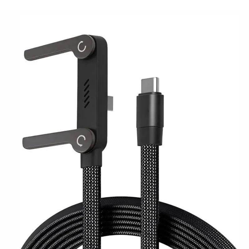 240W PD Fast Charging Type C to Type C Cable USB C to Type C Cable with Foldable Stand Phone Holder For iPhone 15 Xiaomi HUAWEI
