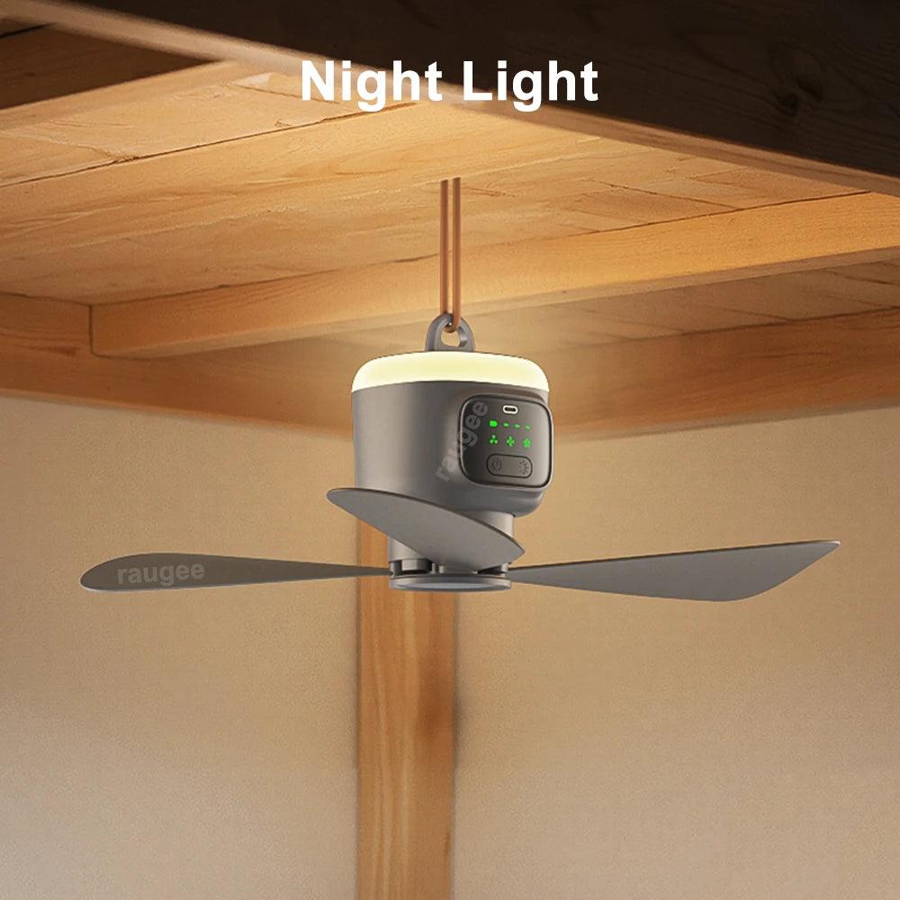 Rechargeable Portable Camping Fan with LED Light & Remote