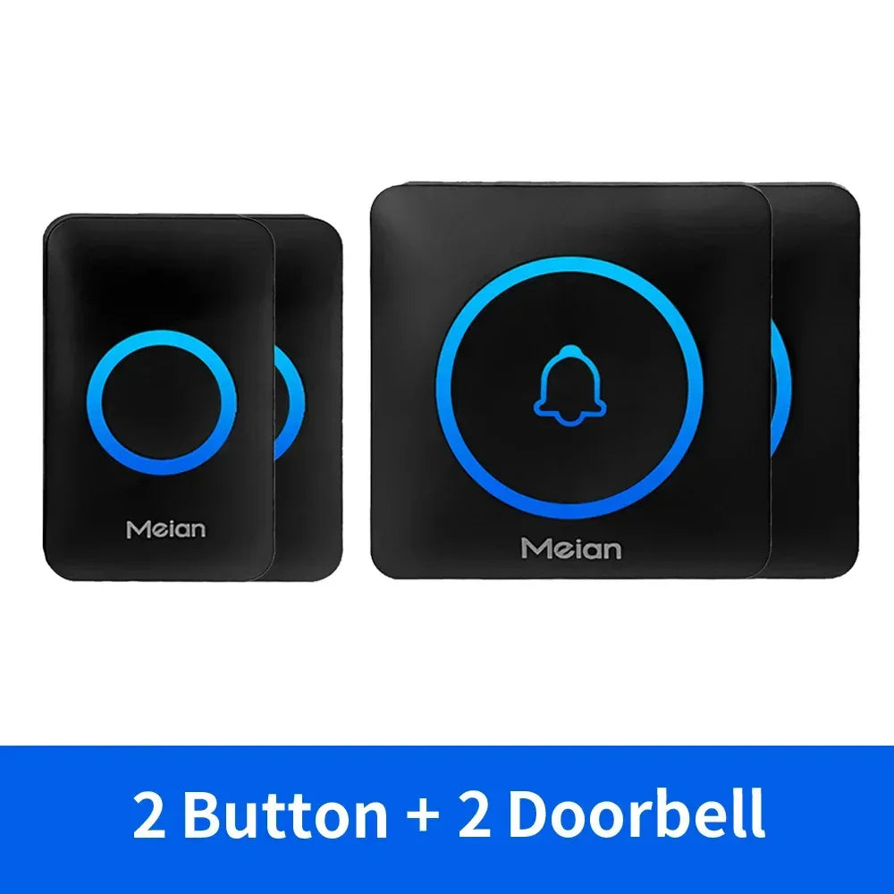 Meian Smart Home Doorbell Wireless Security Doorbell IP65 Waterproof Outdoor Door Bell 60 Songs 5 Volume Adjustable Chime Kit - Urbizia