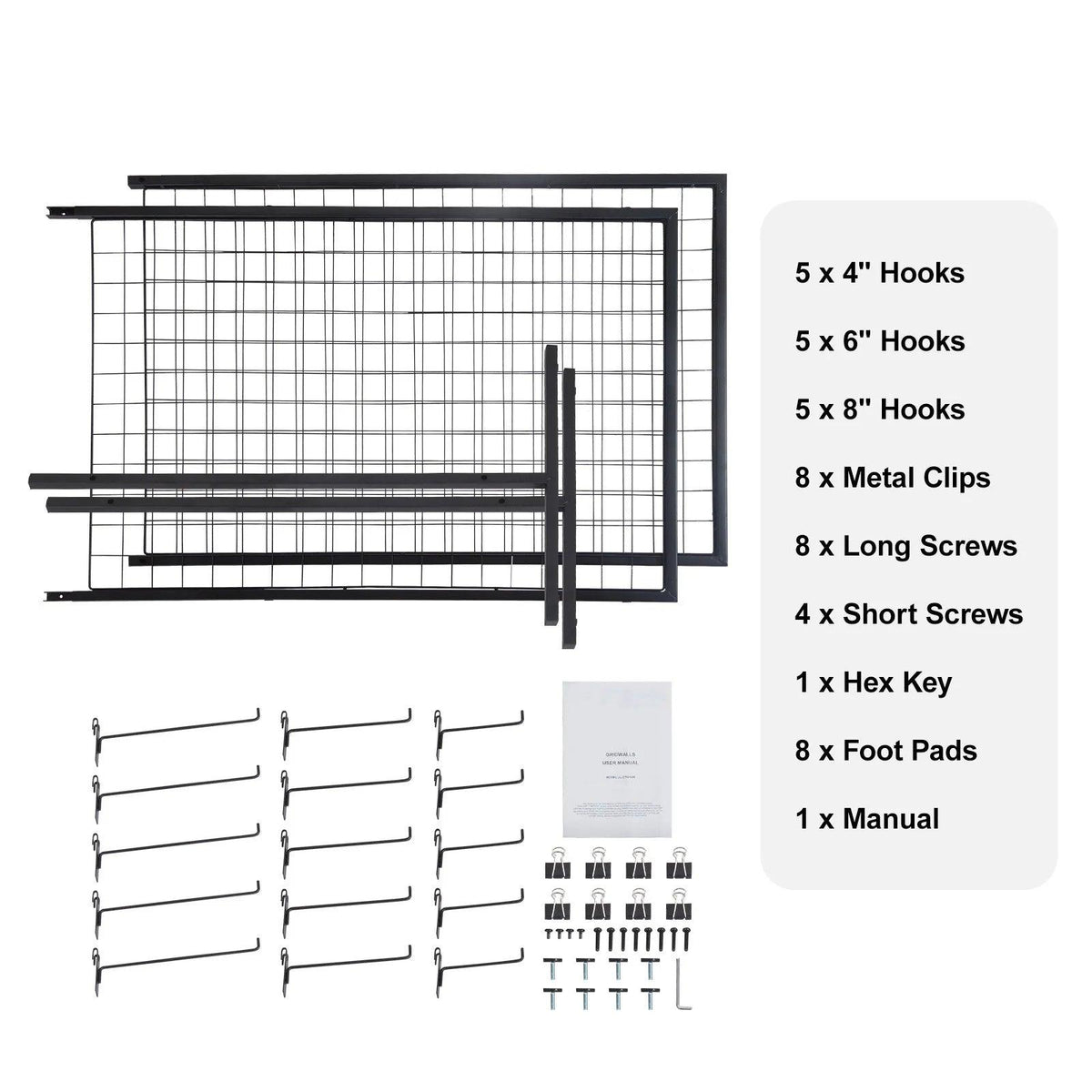 SucceBuy Grid Wall Panels Tower Wire Gridwall Display Racks Double Side Gridwall Panels for Art Craft Shows Retail Shop w/ Hooks