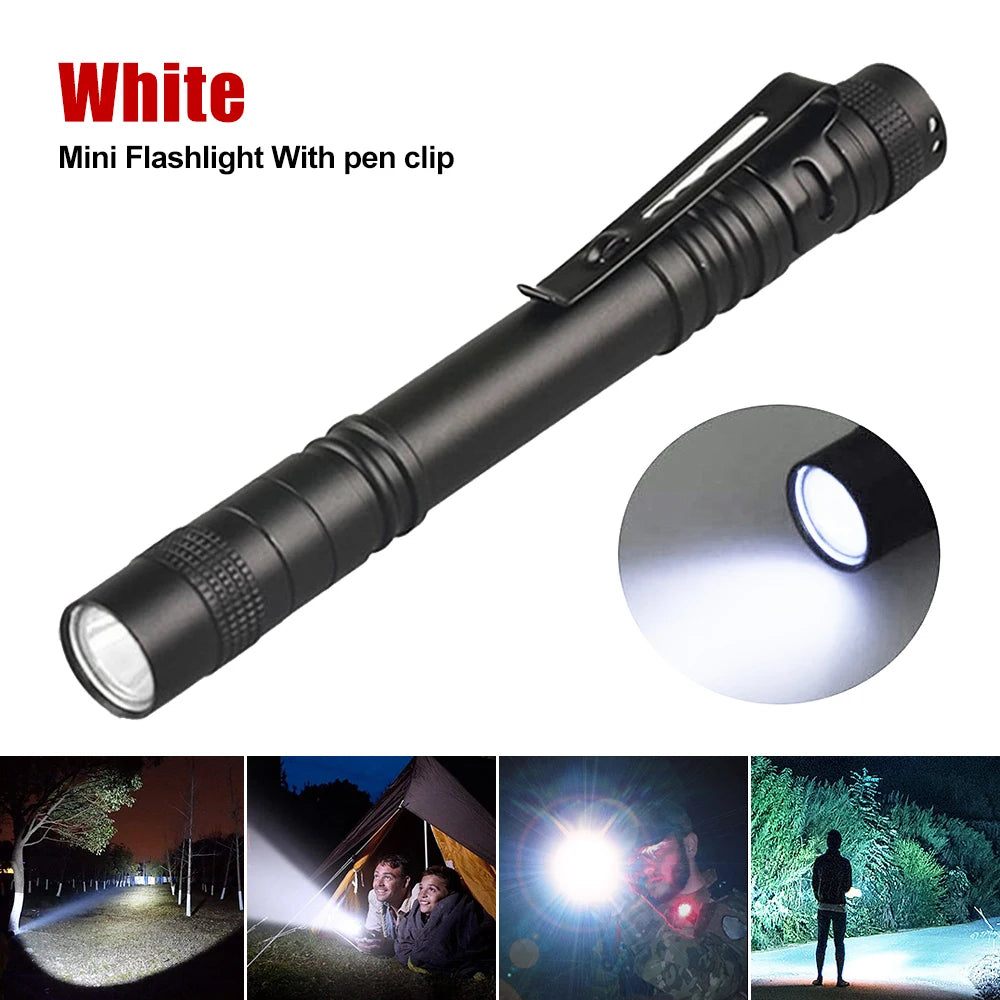 Mini Portable LED Pen Light Pocket Ultra Bright High Lumens Handheld Flashlight Linterna Torch For Camping Outdoor Emergency