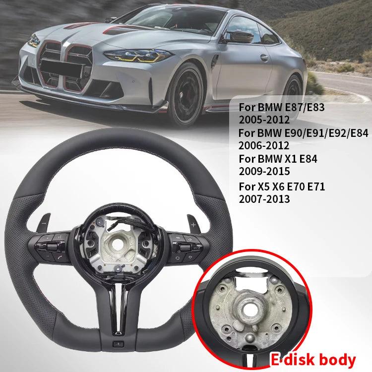 Perforated Flat Steering Wheel For BMW E90 E87 E70 E84 F10 F06 F20 F30 F15 F25 F23 F48 Black Button Fat Sport Upgrade